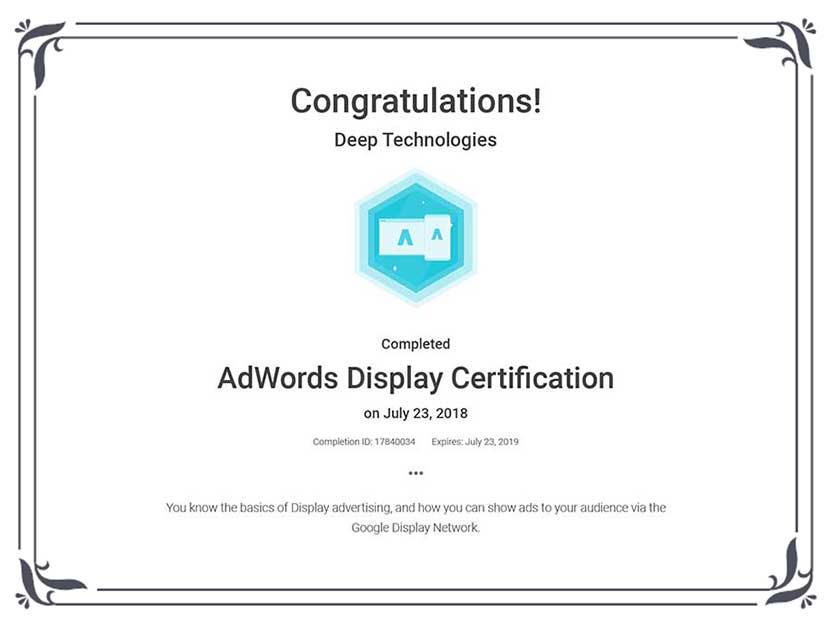 Achievements Certificate
